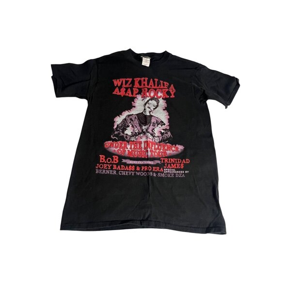 Wiz Khalifa A$AP Rocky Rapper Tour T-Shirt Black Size S 100% Cotton Graphic Tee - Picture 1 of 3